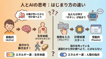 人間とAIの思考の「主体」をめぐる比較分析
